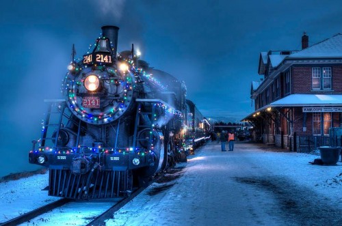 Christmas Locomotive in Kamloops, British Columbia